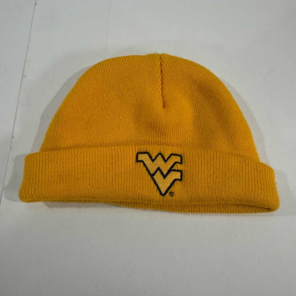 West Virginia Mountaineers knitted hat for baby. Pre-owned.